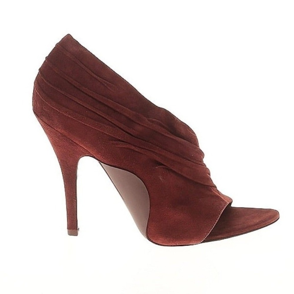 Alexander Wang Stiletto Heels Women 9 Burgundy Suede Pleated Open Toe Evening